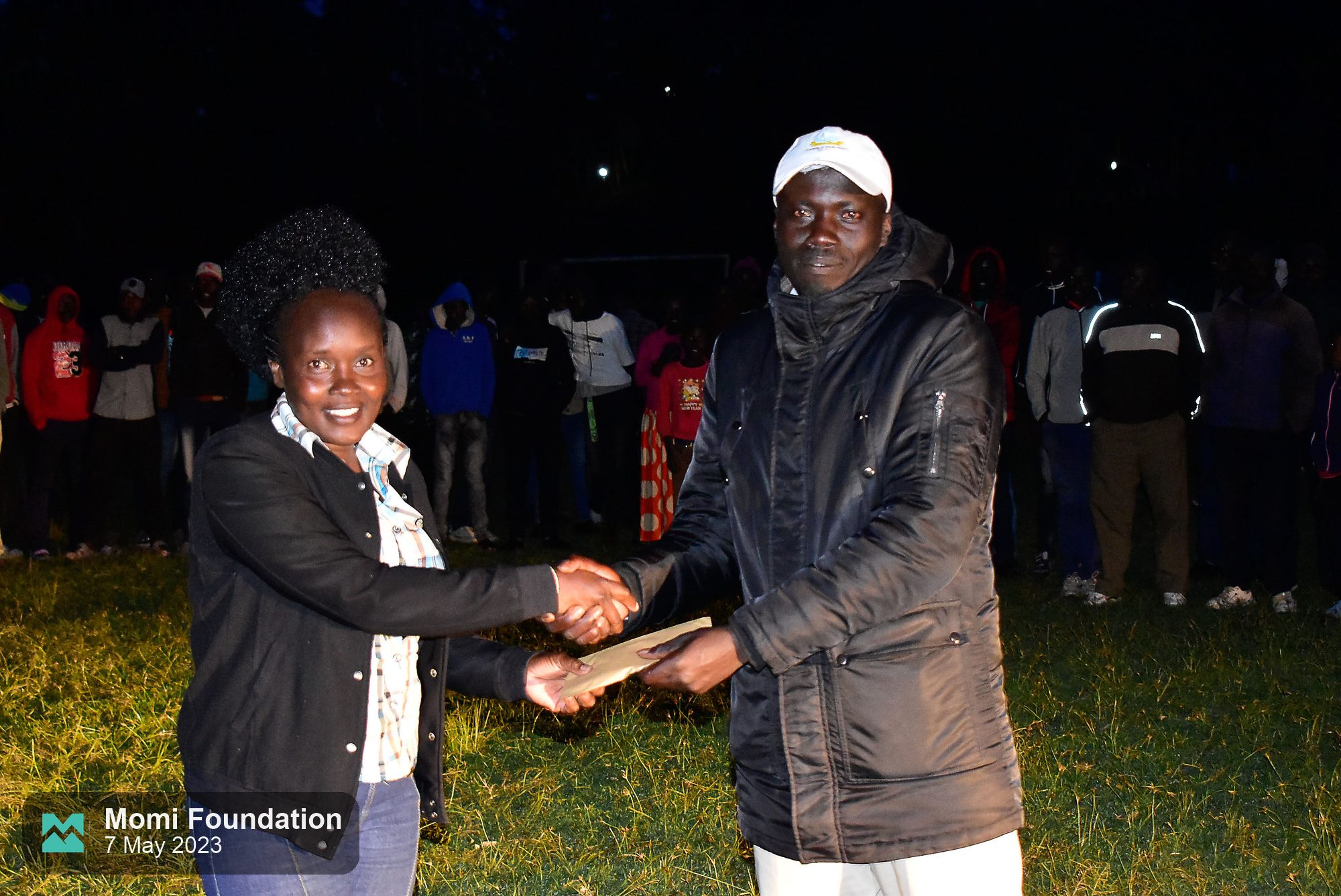 A prize handed over after dark
