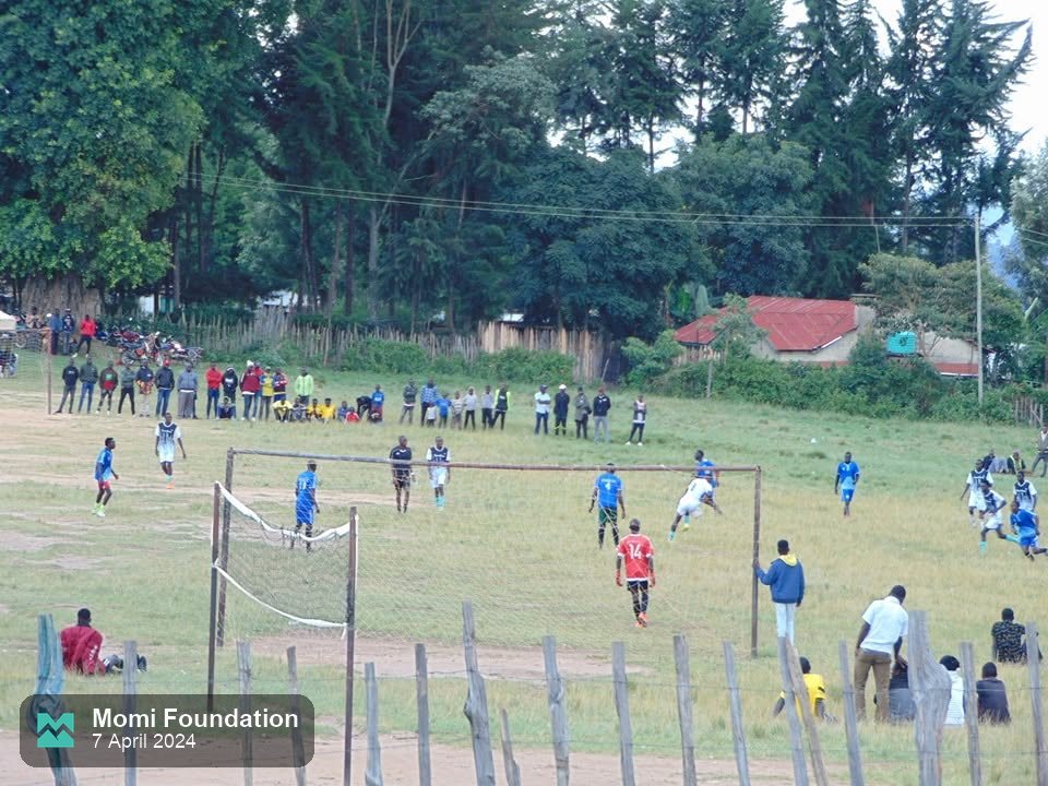 The final in play in front of the goal at Kamoi playgrounds