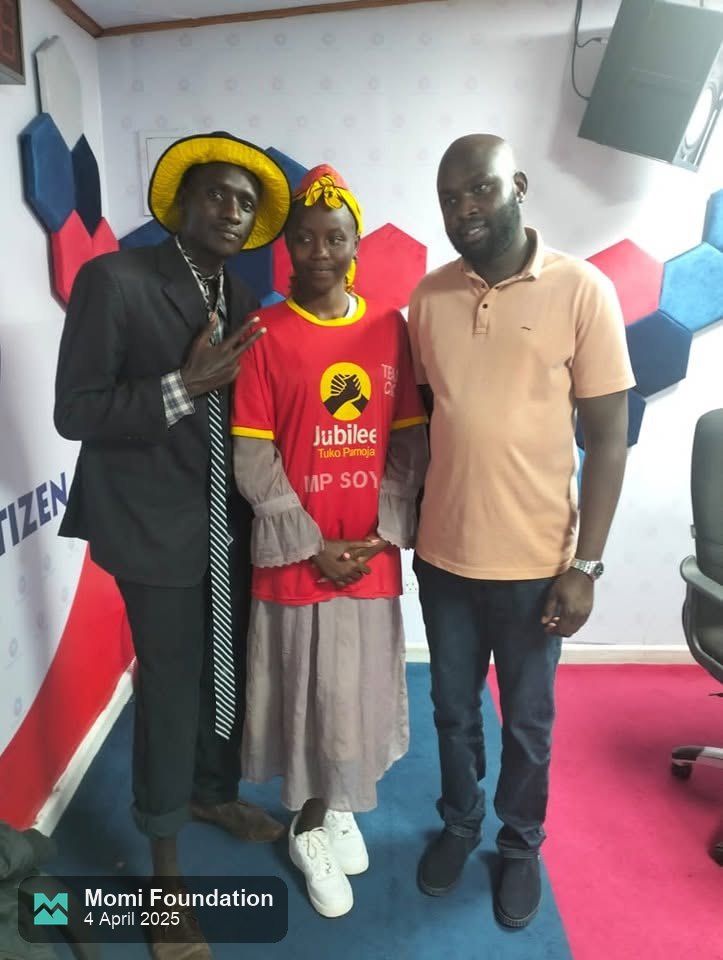 Director D and Tugen Finest with Momi Foundation's CEO at Radio Citizen